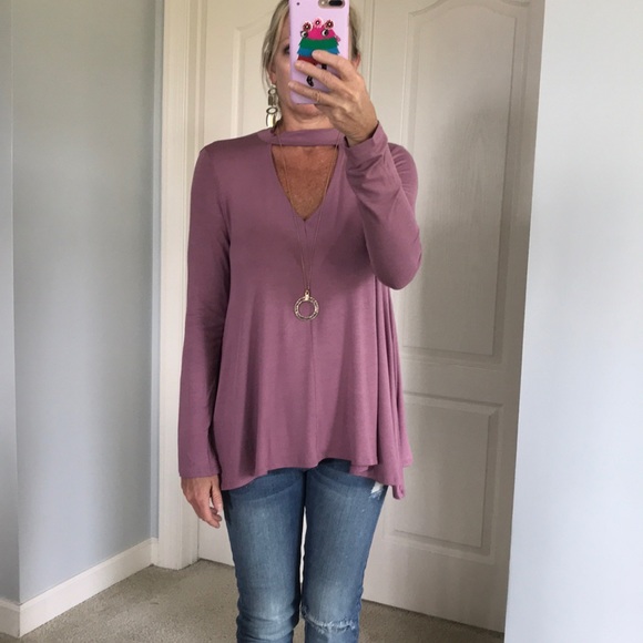 Mauve Color Long Sleeve Tunic Top - Picture 3 of 7
